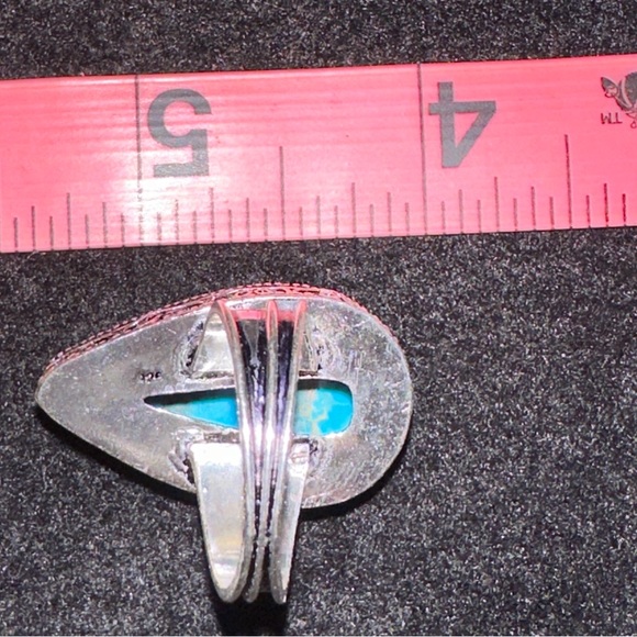 Genuine Kingman Turquoise handcrafted teardrop vintage Ring - Picture 8 of 11